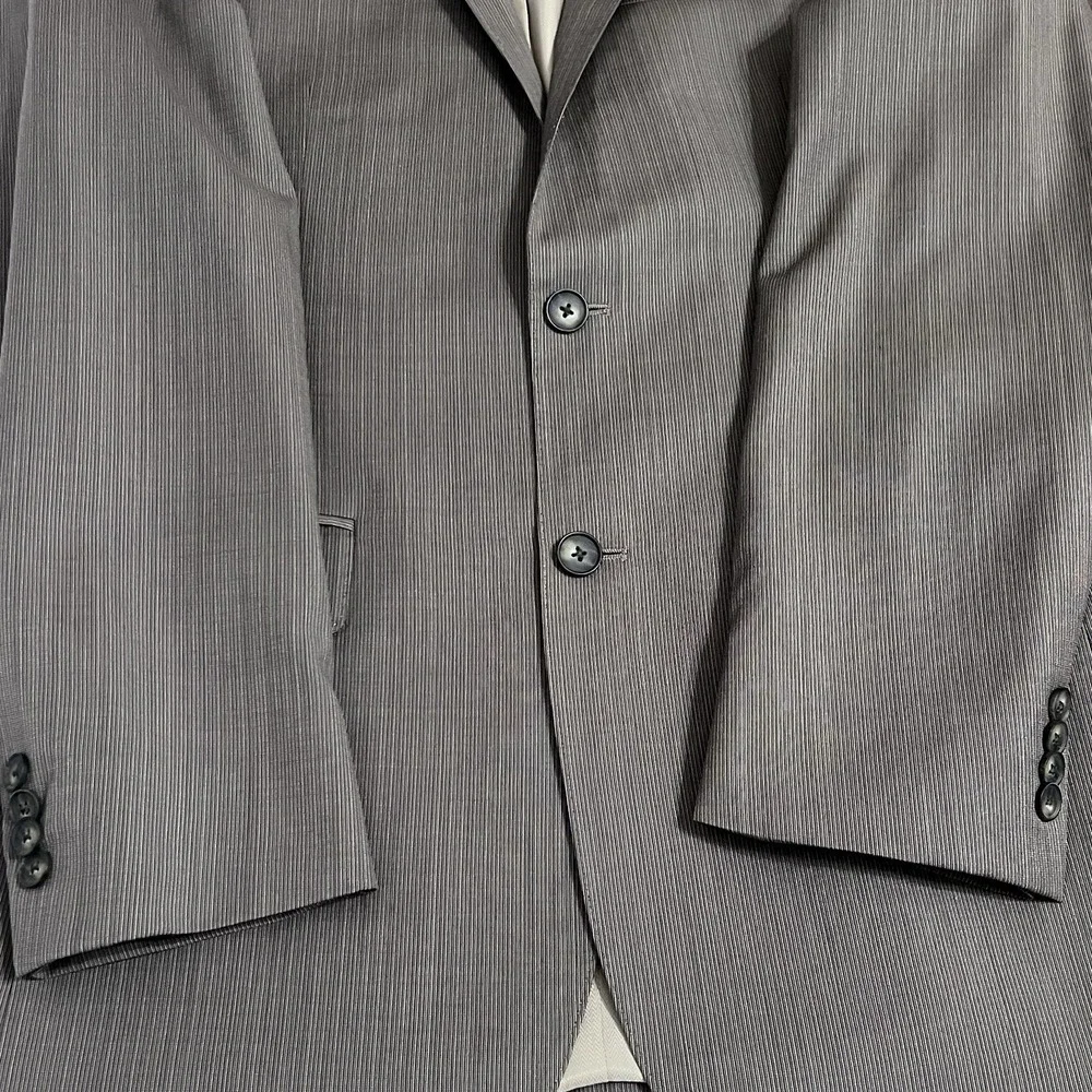 Murano Collezione Wool Blazer Sport Coat Jacket Lt Brown 2 Button Stripe 40L